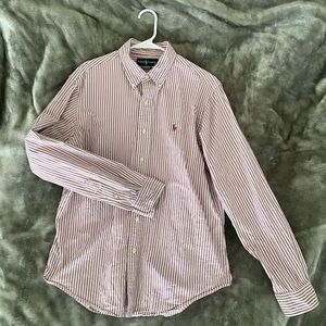 Ralph Lauren Men's Custom fit Striped Shirt - Purple and White